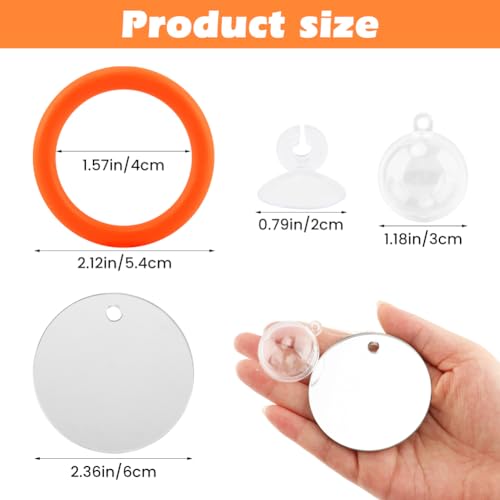 2pcs Bettas Fish Enrichment Toys Ring, with Mirror/Floating Ball, Exercise Floating Mirrors and Training Ring for Fish Tank, Aquarium Feeding Rings Accessories (Orange) - color: orange