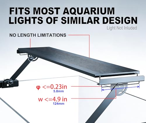 Metal Aquarium Light Riser Clamp, 2Pcs | Full Metal, Fits Rim Up to 0.9”, Max 4.9” Wide Light, 0-6.5” Adjustable Height