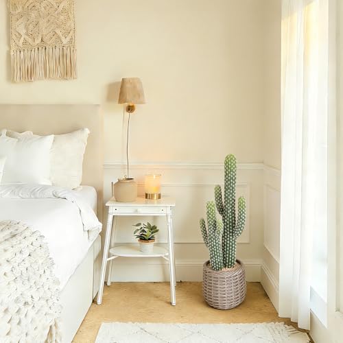 2 Pcs (26 Inch) Artificial Cactus Plant Outdoor, Realistic Fake Cactus Decoration Indoor with Woven Planter, Faux Cacti for Home Office Store Garden Living Room Decoration. - size: 26 Inch-2Pcs
