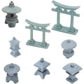 FINGERINSPIRE 8PCS Miniature Asian Decor 8 Style Mini Zen Garden Accessories Stone Lanterns and Torii Gates PVC Chinese Japanese Style Zen Decor for Bonsai Aquarium and Tabletop Display - style: Stone Lanterns and Torii Gates