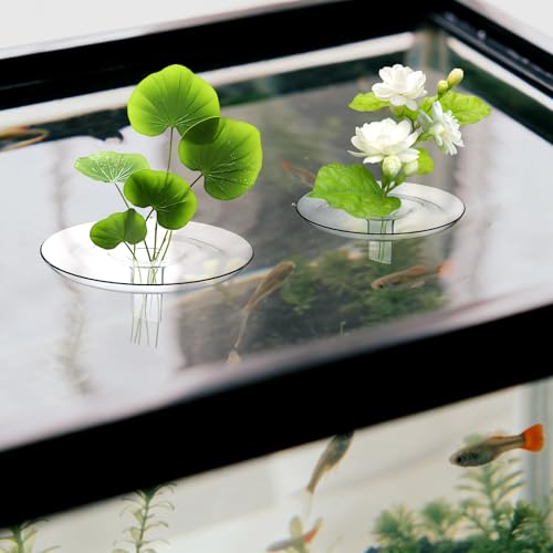 12PCS Creative Floating Floral Arrangement Holder,Floating Flower Display Stand Include 2 Fish Tank Shelf DIY Clear Acrylic Flower Bowl Stem Holder for Small Single Flower Water Plants/Fish Tank Float