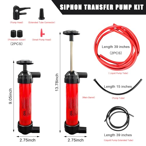 Siphon Pump Fluid Transfer Pump for Car, Fuel Transfer Hand Pump Kit for Gas Oil Water Liquids, Manual Fluid Fuel Extractor Suction Tool, Car Accessories