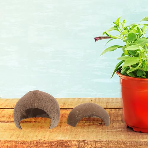 GANAZONO 4pcs Reptile Hideouts Coconut Shell Hide Boxes, Natural Tank Accessories with Large and Small Sizes, Shelter Caves for Bearded Dragon, Leopard Gecko, Hermit Crab Habitat