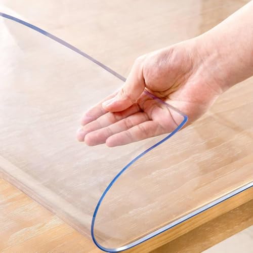 16 x 44 Inch Clear Table Cover Protector, 2mm Thick Clear Desk Mat, Plastic Table Cover, Vinyl Table Protector, Desk Mats on Top of Desks - size: 16" x 44"