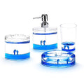 Locco Decor 4 Piece Acrylic Liquid 3D Floating Motion Bathroom Vanity Accessory Set Ocean Cartoon Animal Theme Dolphin Toothbrush Holder, Tumbler, Soap Dispenser, Soap Dis - size: 4-piece, style: Dolphin