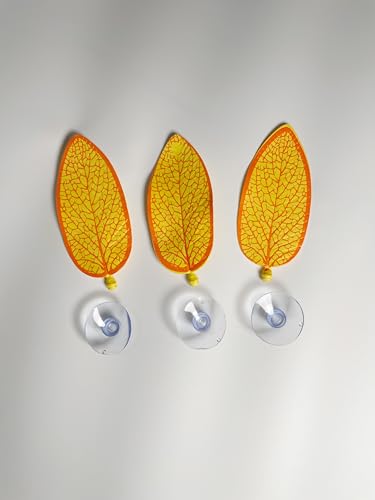 HTONG 3 Pcs Artificial Plant Leaf Betta Hammock Fish Rest Bed Aquariums Supply Leaves (Yellow.) - color: Yellow.