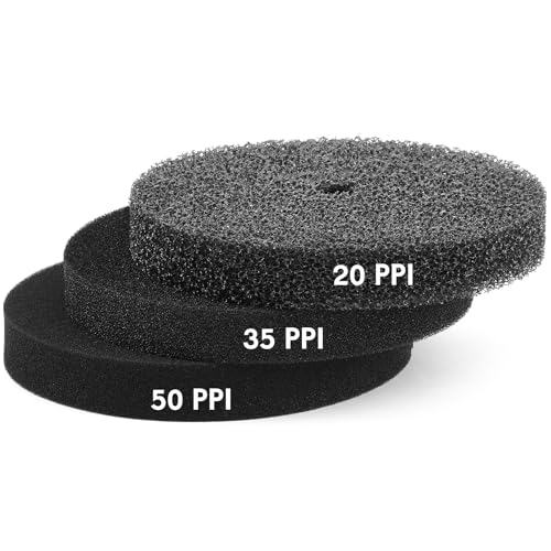 3 Pcs 5 Gallon Bucket Sponge Filter 11" Aquarium Pond Sponge Filter DIY Foam Sponge Replacement Rounded, 3 Densities Cut to Size Foam for Aquarium Fish Tank Pet Filter (20-35-50ppi Set)