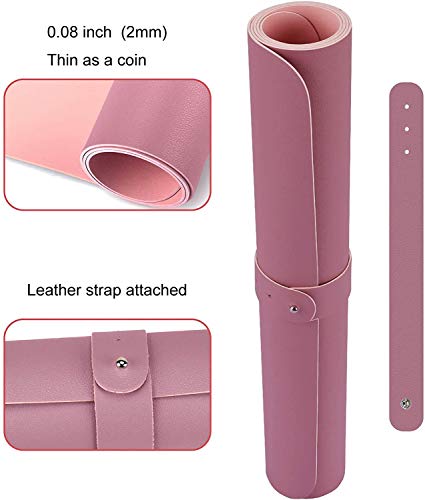 SUJAYU Dual Sided PU Leather Desk Pad, Mouse Pad, Office Desk Mat, Non-Slip Laptop Desk Pad, Waterproof Desk Writing Pad for Office and Home (23.6" x 11.8", Pink+Purple) - color: Pink+purple, size: 11.8" x 23.6"