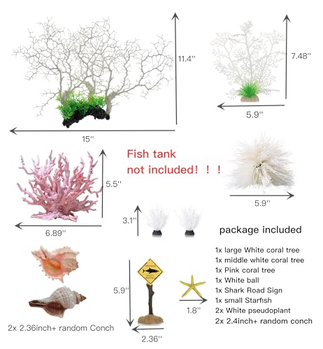 Fish Tank Decorations (fish tank not included), aquarium coral decorations and Aquarium Artificial Plastic Plants Set, betta fish tank accessories coral ornaments aquarium coral Aquarium Décor