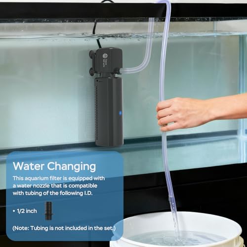 AquaMiracle Fish Tank Filter with Timer & Filter Sponge, 130GPH U - V Aquarium Filter with Aeration & Rainfall Modes, Effective Turtle Filter for Green Water Control (10-30 Gal Tank)