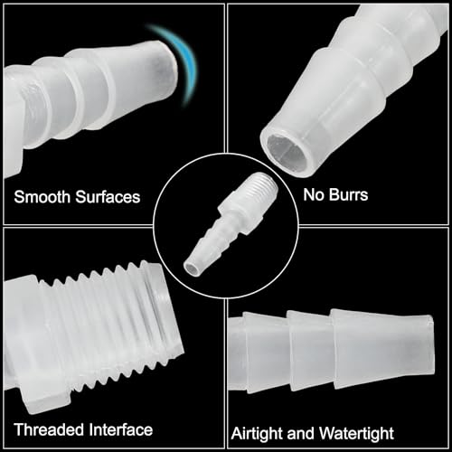 PATIKIL 1/4" Barb x 1/4" G Male Connector, 5 Pcs Plastic Hose Barb Fitting Industrial Hose Barb to Pipe Fitting Connect for Water Liquid Air Fuel - size: 1/4" x 1/4"