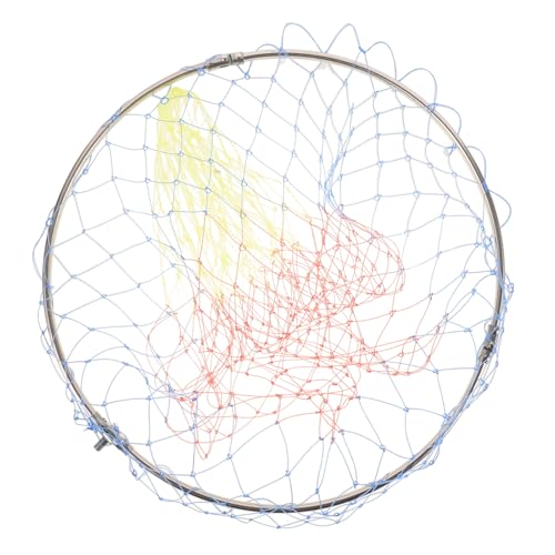 Zerodeko Fishing Net Replacement Head with 40cm Diameter Stainless Steel Frame, Colorful Patterned Mesh, 8mm Connector, Deep Catch Basket for Freshwater and Saltwater Fishing