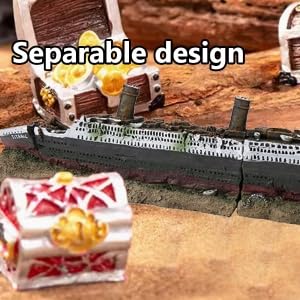 Pssopp Aquarium Shipwreck Decoration, Non Toxic Plastic Resin Ornament, Vivid Sunken Wreck with Realistic Detail for Fish Tank, Low Maintenance Decor for Home Aquarium Hobbyists and Fish Owners
