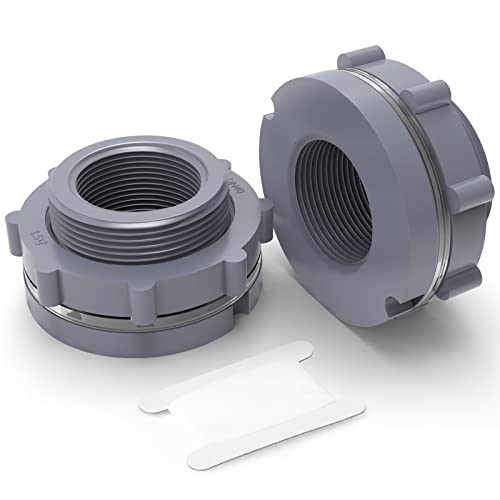 TAISHER 2PCS Black PVC 1-1/2'' Bulkhead Tank Connector Adapter Fitting with Gasket for Water Tank, Rain barrels, Aquariums, Bathtubs and Sink - size: 1-1/2"(PVC) with Gasket