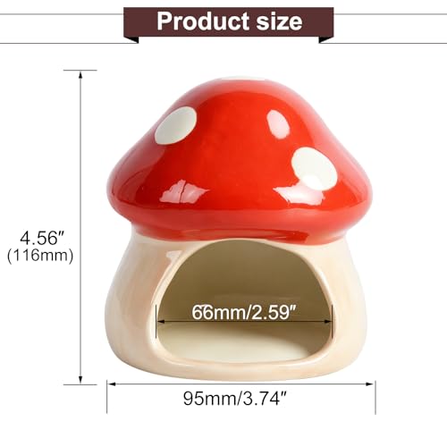 Cute Aquarium Mushroom House Betta Fish Tank Accessory Decor Mini Ceramic Fish Hideout Shrimp Cave Ornament (Red) - color: Red