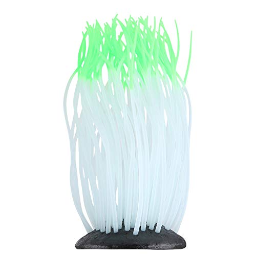 AYNEFY Simulation Artificial Silicone Sea Anemone Decor,Aquarium Luminous Coral Ornament Fluorescent Sea Anemone Decoration for Fish Aquarium Landscaping Decor - color: Green