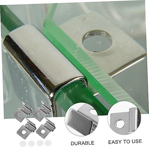 POPETPOP Fish Tank Accessories 4Pcs Fish Tank Glass Aquarium Cover Clip Support Holder Stainless Steel - Slip Aquarium Accessories Universal Lid Clips 0. 6cm Rimless Aquarium - size: 2.1x0.6cm