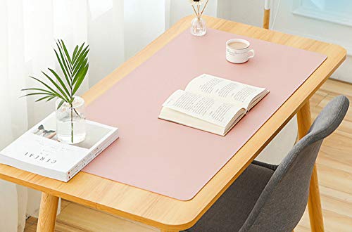 SUJAYU Dual Sided PU Leather Desk Pad, Mouse Pad, Office Desk Mat, Non-Slip Laptop Desk Pad, Waterproof Desk Writing Pad for Office and Home (31.5" x 15.7", Pink+Silver) - color: Pink+silver, size: 15.7" x 31.5"