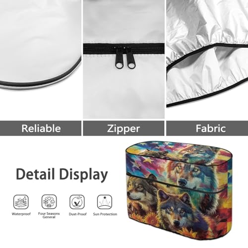 American Flag Wolf Double 20lb RV Propane Tank Cover Reliable Weather Resistant Gas Cylinder Cover Travel Trailer Polyester Waterproof Cover - color: American Flag Wolf-1, size: S(20LB)