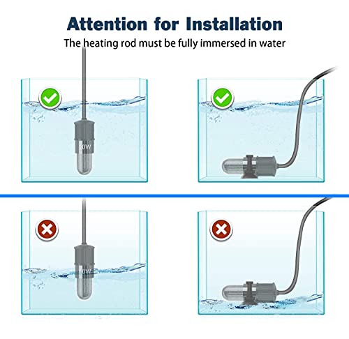YOFOTHS Adjustable Mini Aquarium Heater 0.5/1/2/3 Gallon Submersible Small Fish Tank Heater 10W/20W/30W Digital Display Thermostat External Temperature Controller (10W) - size: 10W
