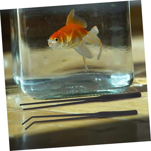 Mipcase 4pcs Stainless Steel Aquarium Tweezers Long Reach Fish Tank Planting Tools Curved Straight Tips