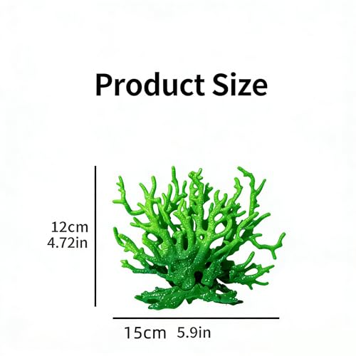Artificial Coral Aquarium Ornament - PVC Fish Tank Decor for Aquascaping (5.9x5.12x2.17 Inch) - Green Gradient - color: Green Gradient