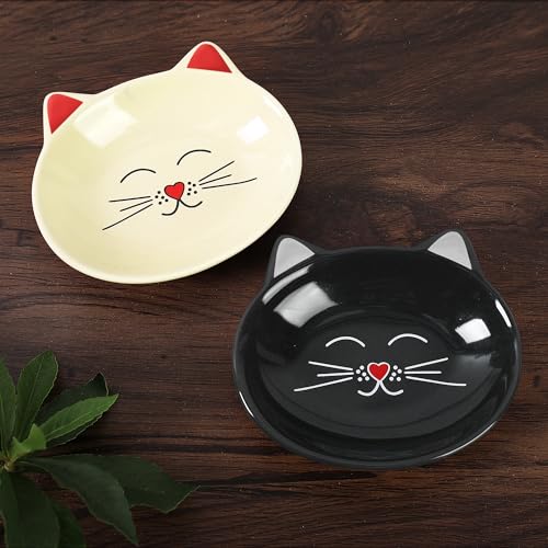 Park Life Designs Oscar Cat Dish - Ceramic Cat Shaped Food and Water Bowl (Black) | Stylish Feeding Bowl, 6 oz Capacity | Lead-Free & Food-Safe | Easy-Clean, Dishwasher Safe - color: Black