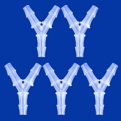 Plastic Barb Equal Y Tee 5/16" hose ID Polypropylene pipe connectors Plastic Joint Splicer Mender Adapter Union Boat Water Air Aquarium O2 Fuel (pack of 5) - size: 5/16 Inch, style: Pack of 5
