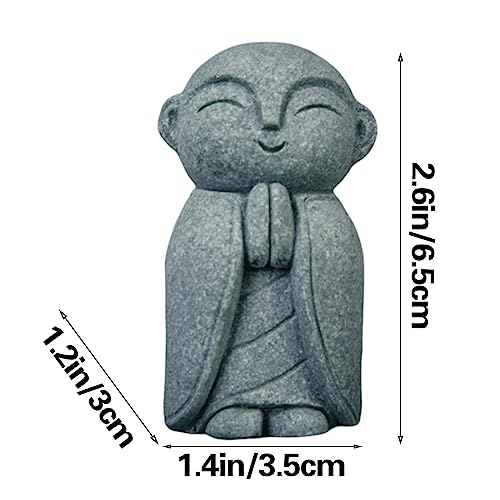 livelyfish Mini Monk Statue Japanese Buddha Figurine Feng Shui Praying Monk Statues Sandstone Sculptures for Fish Tank Aquarium Home Decoration, 10 - size: 10