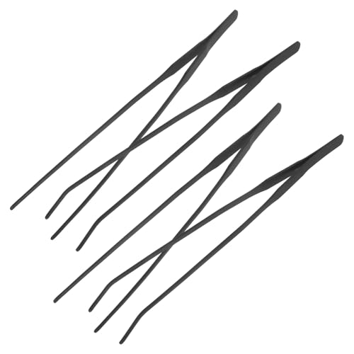 TOYANDONA 4pcs Stainless Steel Aquarium Tweezers Set 27cm Long Feeding Tongs Curved and Straight Tips for Fish Tank Planting and Aquascaping Tools