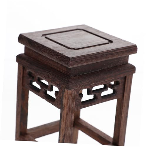 HOMSFOU Antique Chinese Decor Wood Flower Display Stand Vase Holder Decor Plant Pot Stand - size: 12X7CM