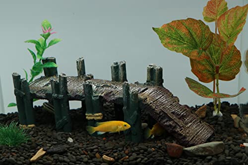 AQUA KT Aquarium Single-Plank Arch Bridge Drawbridge Rock for Cichlid Guppy Betta Glofish Fish Tank Landscape Decoration - color: Single Plank Bridge