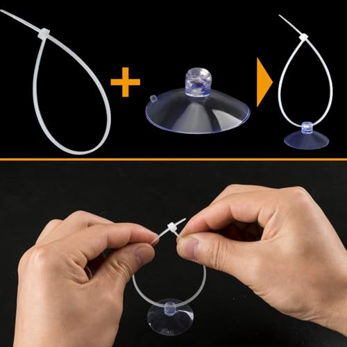 30pcs Suction Cup with 50pcs Clear Cable Ties, Strong Suction Cups Without Hooks, Removable Rubber Sucker Pad for Aquarium Bathroom Glass Tile Wall Window Door