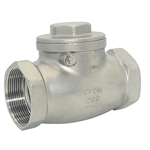 2" Stainless Steel SS316 Swing Check Valve,NPT Female x Female Thread,WOG 200 PSI PN16 CF8M - size: 2 Inch