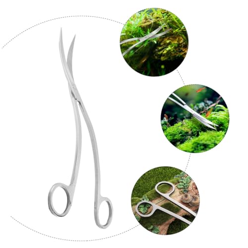 Yardwe Ergonomic Design Stainless Steel Aquarium Wave Scissor for Low-growing Plant Trimming Aquarium Tools
