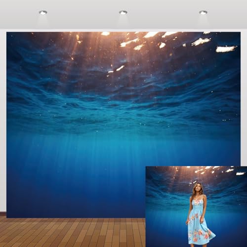 Underwater Blue Ocean Backdrop 10x8ft Sunlight Sea Wave Background for Photography Tropical Under the sea Scene Photo Booth Backdrop Party Decoration Banner Portrait Photo Booth Studio Prop - color: Ocean-6