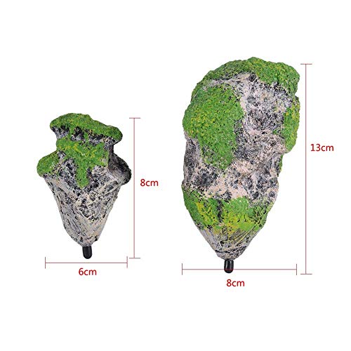 Zerodis Artificial Suspended Rock,Floating Moss Rocks Resin Stone Decorations Flying Suspended Stone Decoration(M)