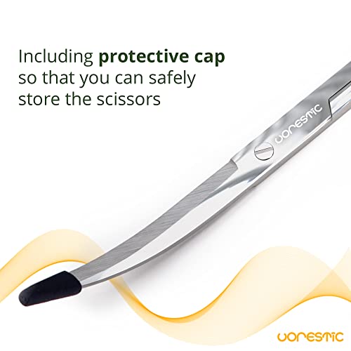 VORESTIC 2PCS 15" Curved Aquarium Tweezers Long and 9.8" Aquarium Scissors, Feeding Tongs and Scissors with Protective Cap, Stainless Steel Aquascaping Tools for Plant Trimming and Reptile Feeding