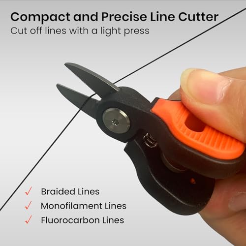 Pristis Mini Fishing Scissors, Compact Stainless Steel Blades Line Cutter Multi Tool with Non-Slip Handle, Micro Serrated Edge Pliers Gear Kit for Saltwater Freshwater Braided Fluorocarbon Mono Lines