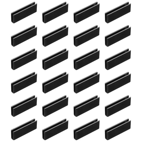 uxcell 24Pcs Plastic Glass Connector, 180 Degree Glass to Glass Clamp for 4mm Thick, Fixing Bracket Rimless Clip Holder for Aquarium Fish Tank Display Shelves, (4mm, Black) - size: 4mm
