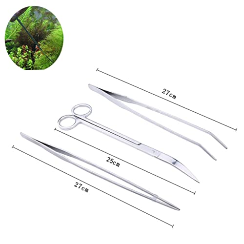 LIOOBO Aquarium Tool Set Tweezers and Scissors for Aquatic Plant Care Stainless Steel Material