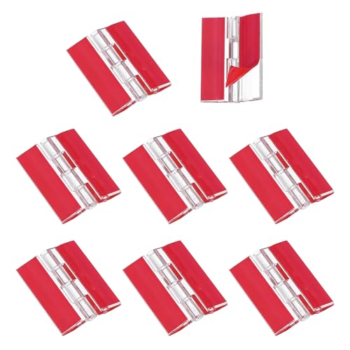 MECCANIXITY Small Acrylic Hinges Plastic Self-Adhesive Clear Hinge 45 x 35mm Continuous Piano Folding Hinges for Aquarium Lid Crafts Display Stand Pack of 8 Transparent - size: 45 x 35mm