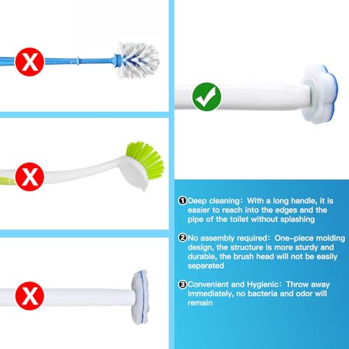 Topo Bear Disposable Toilet Brush Holder Set Toilet Wand (Pack of 2) Toilet Cleaner Scrubber with 24 Refills - size: 2 brushes+24 Refills
