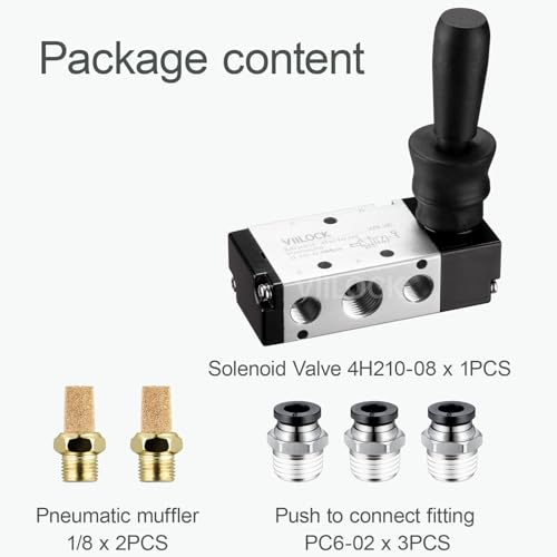 Pneumatic Air Hand Lever Valve, 5 Way 2 Position 1/4”NPT Solenoid Valve Manual Control Direct Driving Type Push-Pull 4H210-08 - size: 1/4"NPT, style: 5 Way 2 Position