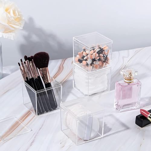 Acrylic Box Clear Boxes for Display Acrylic Candy Boxes with Lid Plastic Square Cube Home & Office Storage Box Wedding Party Favor - size: 3.4 x 3.4 x 3.4 Inch