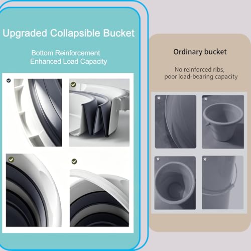 Collapsible Bucket,1.7Gallon (6.5L) Foldable Round Mop Bucket with Handle, Portable Water Pail for Household Cleaning, Car Washing, Camping, Beach, Fishing and Outdoor Storage - size: Small
