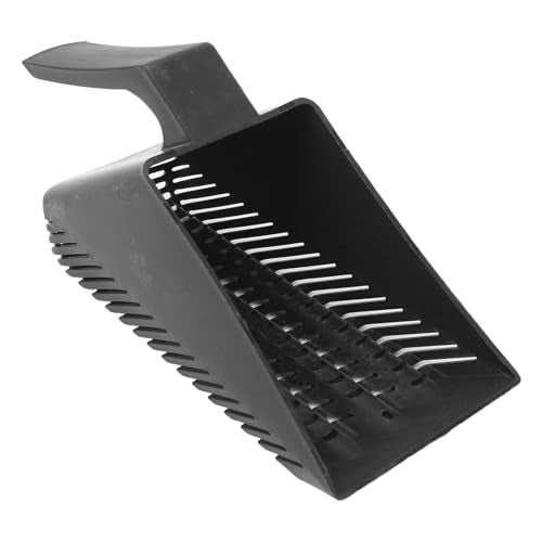 Plastic Gravel Scoop, Aquarium Sand Shovel with Slats for Filtering, Rounded Corner Tool for Tanks & Gardens, Black