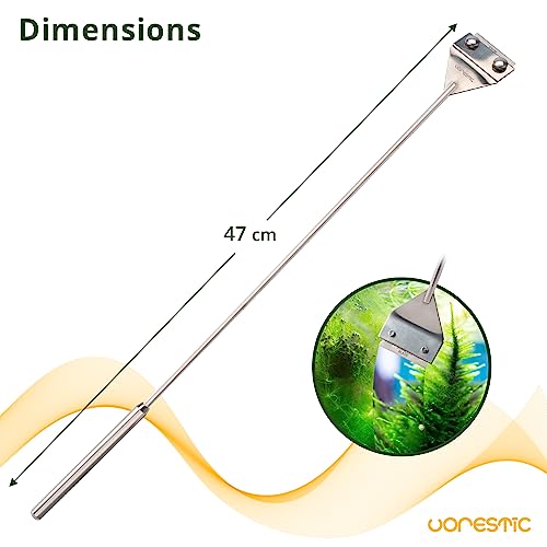 VORESTIC 6 Pcs Aquascape Tools, Stainless Steel Aquarium Kit with Tweezers, Scissors, Spatula, and Algae Scraper - Aquascaping Tools Set for Aquarium Maintenance