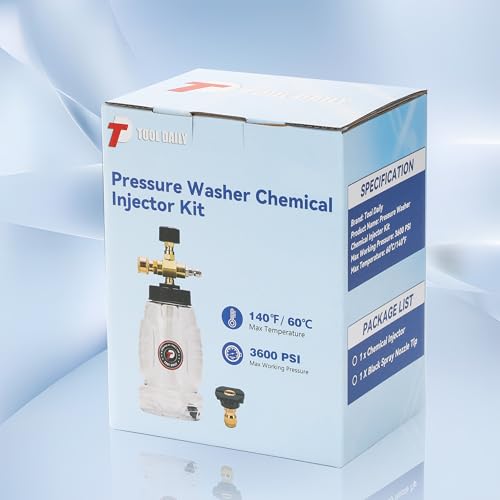 Tool Daily Chemical Injector for Pressure Washer, Adjustable Chemical Injector Bottle with Straw, Black Soap Nozzle, 1/4” Quick Connect, 3600 PSI - style: Chemical Injector