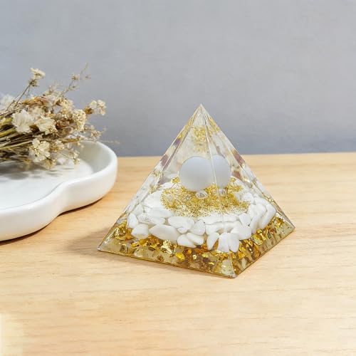 2inches Pyramid Decor Natural Crystal Energy Generator Pyramid Chakra Energy Crystal Pyramid Yoga Meditation Tool for Home Decoration Fengshui Ornaments Gift(2 inches Pyramid - White Agate) - color: 2 Inches Pyramid - White Agate